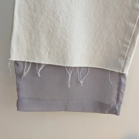 NWOT Zara Denim with Fabric Trim Raw Hem Jeans Ankle Cropped Size 4 Small - Picture 15 of 17